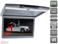 Автомобильный потолочный монитор 17,3" со встроенным FULL HD медиаплеером AVS1717MPP (серый)