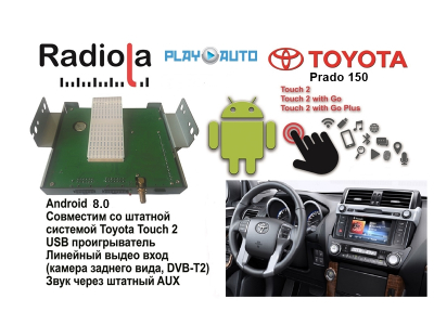 Навигационный блок на системе Android 8.0 Radiola NAV-RDL01 NEW для Toyota Prado 150