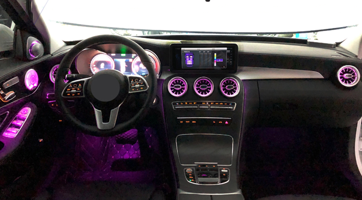 Дефлекторы воздуховодов c подсветкой Mercedes-Benz GLC-klasse X253 2015- 2019 г.в. Ambient Light 3 цвета Carsys CVS-8176-V-C