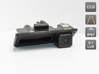 CCD штатная камера заднего вида с динамической разметкой AVIS AVS326CPR (#003) для AUDI A1/A4/A5/A7/Q3/Q5, интегрированная с ручкой багажника