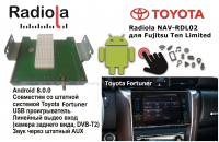 Навигационный блок на системе Android 8.0 Radiola NAV-RDL01 NEW для Toyota Toyota Fortuner