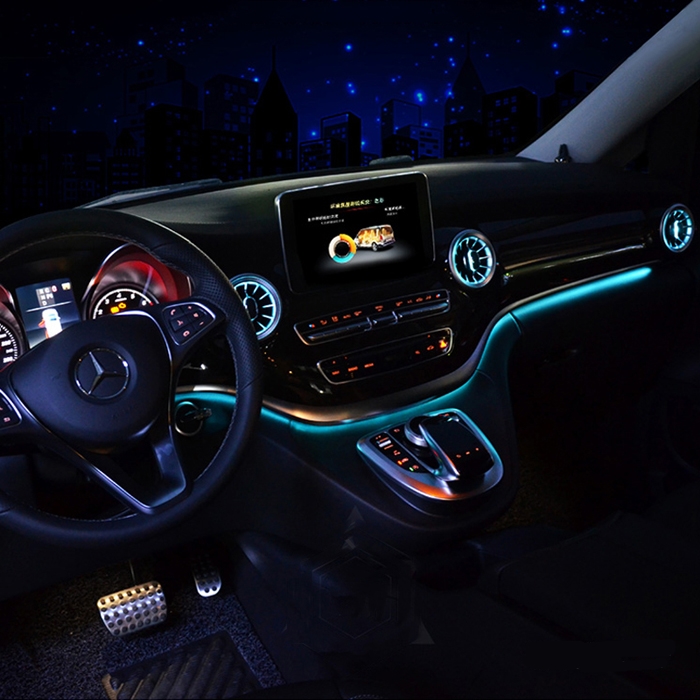 Дефлекторы воздуховодов c подсветкой Mercedes-Benz V-klasse W447 от 2014 г.в. Ambient Light 3 цвета Carsys CVS-8176-V-C